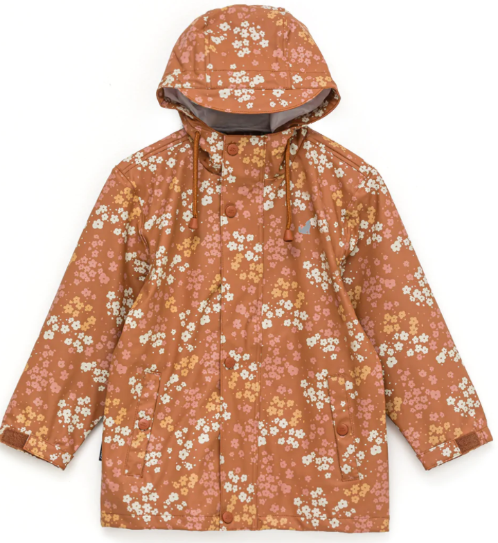 Kids’s raincoat printed pu welted seam