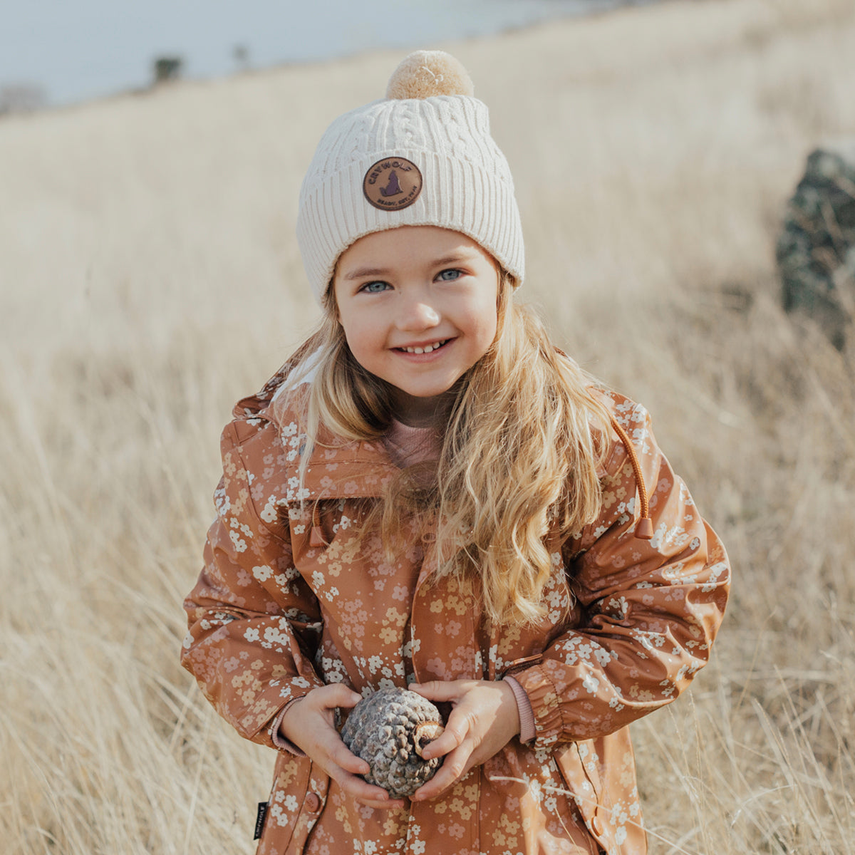 Kids's raincoat printed pu welted seam