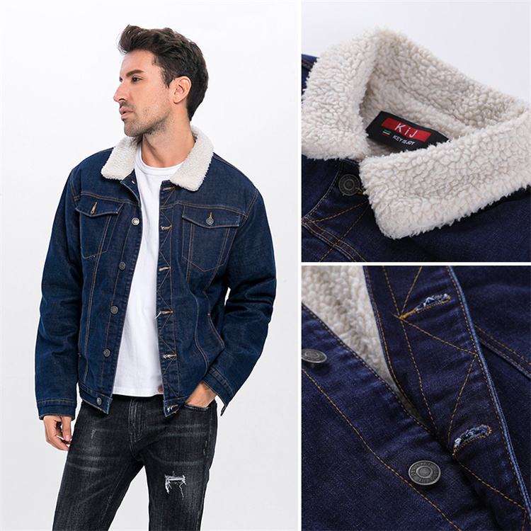 Men Sherpa Fleece Denim Jacket keep warm jacket