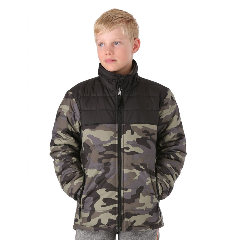 Boys sporty army  printed padded warm jacket