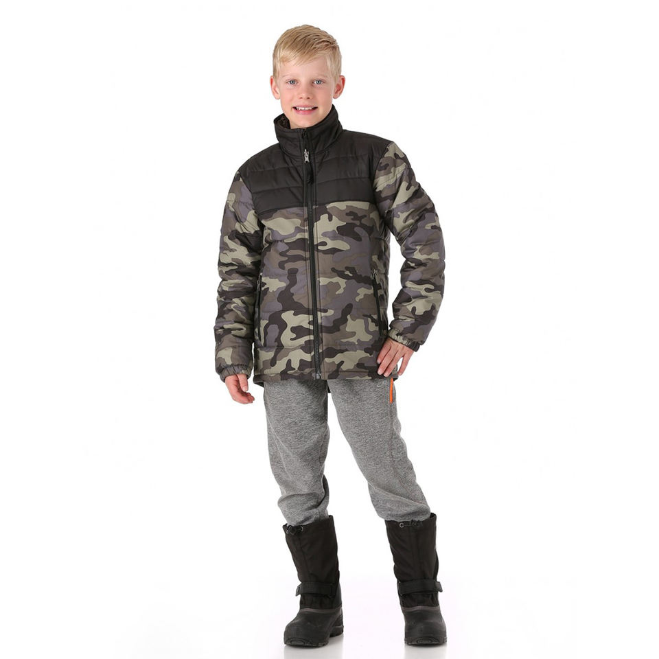 Boys sporty army  printed padded warm jacket